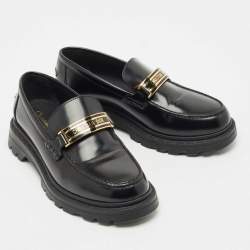 Pre Owned Dior Black Leather Platform Slip On Loafers Size 37.5