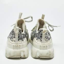 Pre Owned Dior White/Black Printed Neoprene D-Connect Sneakers Size 38