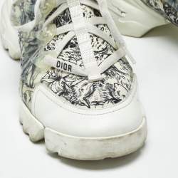 Pre Owned Dior White/Black Printed Neoprene D-Connect Sneakers Size 38