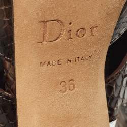 Pre Owned Dior Dark Brown Python Leather Extreme Cutout Ankle Strap Sandals Size 36