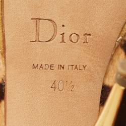 Pre Owned Dior Beige/Brown Calf Hair and Suede Peep Toe Slingback Pumps Size 40.5