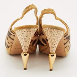 Pre Owned Dior Beige/Brown Calf Hair and Suede Peep Toe Slingback Pumps Size 40.5