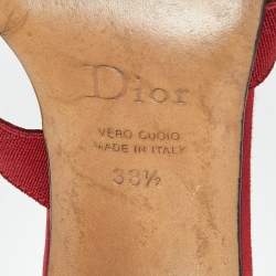 Pre Owned Dior Red Canvas D Crystal Embellished Detail Open Toe Sandals Size 38.5