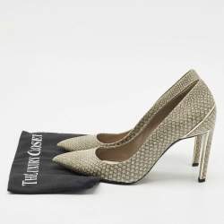 Pre Owned Dior Grey Python Embossed Leather Pointed Toe Pumps Size 40.5