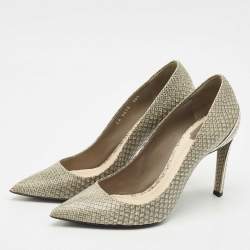 Pre Owned Dior Grey Python Embossed Leather Pointed Toe Pumps Size 40.5