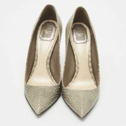 Pre Owned Dior Grey Python Embossed Leather Pointed Toe Pumps Size 40.5