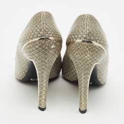Pre Owned Dior Grey Python Embossed Leather Pointed Toe Pumps Size 40.5