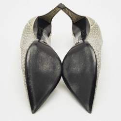 Pre Owned Dior Grey Python Embossed Leather Pointed Toe Pumps Size 40.5