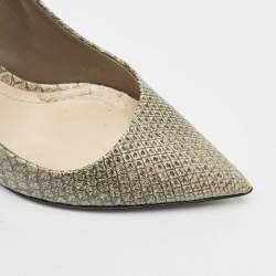 Pre Owned Dior Grey Python Embossed Leather Pointed Toe Pumps Size 40.5