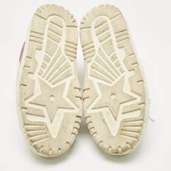 Pre Owned Dior White/Beige Leather and Rubber Dior ID Lace Up Sneakers Size 37.5