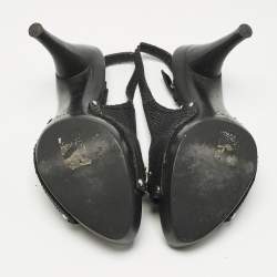 Pre Owned Dior Black Coated Fabric My Dior Clog Ankle Strap Sandals Size 39.5