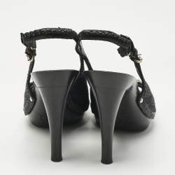 Pre Owned Dior Black Coated Fabric My Dior Clog Ankle Strap Sandals Size 39.5