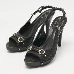 Pre Owned Dior Black Coated Fabric My Dior Clog Ankle Strap Sandals Size 39.5