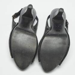 Pre Owned Dior Black Leather Open Toe Platform Slingback Sandals Size 39