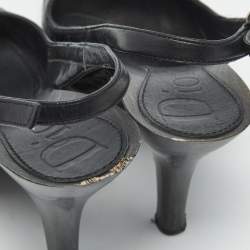Pre Owned Dior Black Leather Open Toe Platform Slingback Sandals Size 39