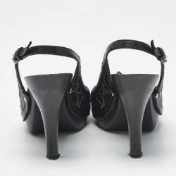 Pre Owned Dior Black Leather Open Toe Platform Slingback Sandals Size 39