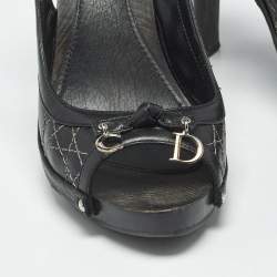 Pre Owned Dior Black Leather Open Toe Platform Slingback Sandals Size 39