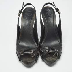 Pre Owned Dior Black Leather Open Toe Platform Slingback Sandals Size 39