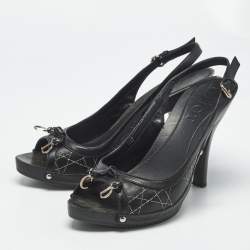 Pre Owned Dior Black Leather Open Toe Platform Slingback Sandals Size 39