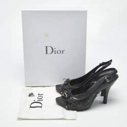 Pre Owned Dior Black Leather Open Toe Platform Slingback Sandals Size 39