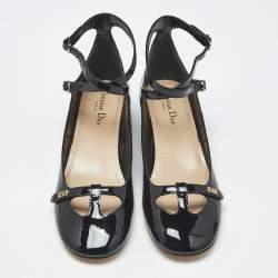 Pre Owned Dior Black Patent Leather Aime Mary Jane Pumps Size 38.5