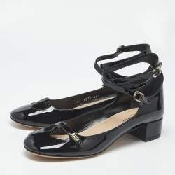 Pre Owned Dior Black Patent Leather Aime Mary Jane Pumps Size 38.5