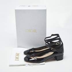 Pre Owned Dior Black Patent Leather Aime Mary Jane Pumps Size 38.5