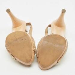 Pre Owned Dior White/Gold Oblique Canvas Platform Slingback Sandals Size 38.5