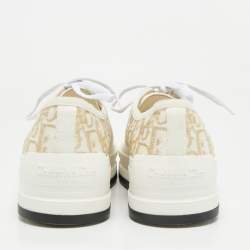 مملوكة مسبقًا Dior Gold/White Oblique Canvas Walk'n'Dior Low Top Sneakers Size 36