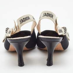 Pre Owned Dior Black Technical Fabric J'Adior Pointed Toe Slingback Pumps Size 39