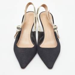 Pre Owned Dior Black Technical Fabric J'Adior Pointed Toe Slingback Pumps Size 39