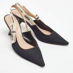 Pre Owned Dior Black Technical Fabric J'Adior Pointed Toe Slingback Pumps Size 39