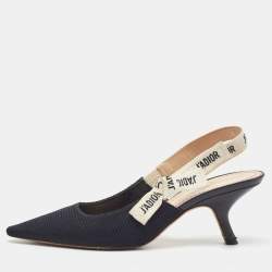 Pre Owned Dior Black Technical Fabric J'Adior Pointed Toe Slingback Pumps Size 39