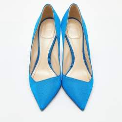 Pre Owned Dior Blue Fabric Songe Perspex Heel Pointed Toe Pumps Size 40