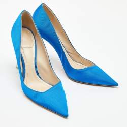 Pre Owned Dior Blue Fabric Songe Perspex Heel Pointed Toe Pumps Size 40