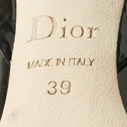 Pre Owned Dior Black Cannage Quilted Patent Leather Ankle Strap Sandals Size 39