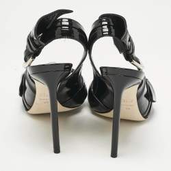 Pre Owned Dior Black Cannage Quilted Patent Leather Ankle Strap Sandals Size 39