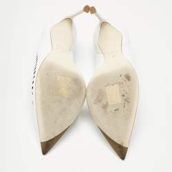 Pre Owned Dior White Laser Cut Leather Pointed Toe Pumps Size 39