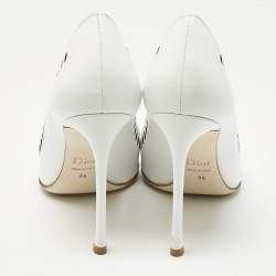 Pre Owned Dior White Laser Cut Leather Pointed Toe Pumps Size 39