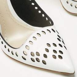 Pre Owned Dior White Laser Cut Leather Pointed Toe Pumps Size 39