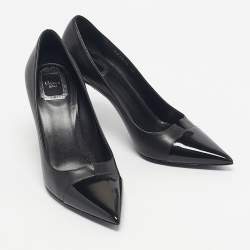 Pre Owned Dior Black Patent and Leather Cap Pointed Toe Pumps Size 38