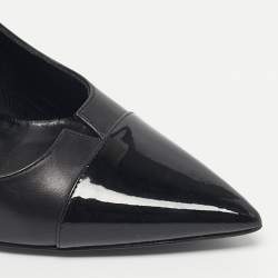 Pre Owned Dior Black Patent and Leather Cap Pointed Toe Pumps Size 38