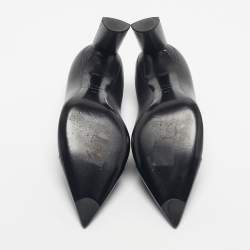 Pre Owned Dior Black Patent and Leather Cap Pointed Toe Pumps Size 38