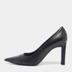 Pre Owned Dior Black Patent and Leather Cap Pointed Toe Pumps Size 38