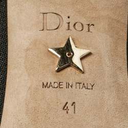 Pre Owned Dior Black Mesh And Suede Trim Polka Dot Bow Pointed Toe Ankle Strap Mules Size 41