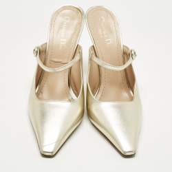 Pre Owned Dior Metallic Gold Leather Mules Size 41