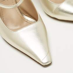 Pre Owned Dior Metallic Gold Leather Mules Size 41