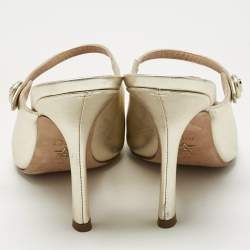 Pre Owned Dior Metallic Gold Leather Mules Size 41