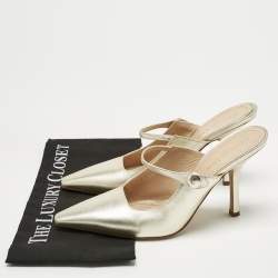 Pre Owned Dior Metallic Gold Leather Mules Size 41