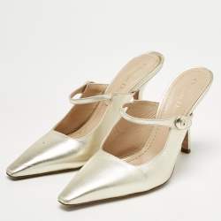 Pre Owned Dior Metallic Gold Leather Mules Size 41